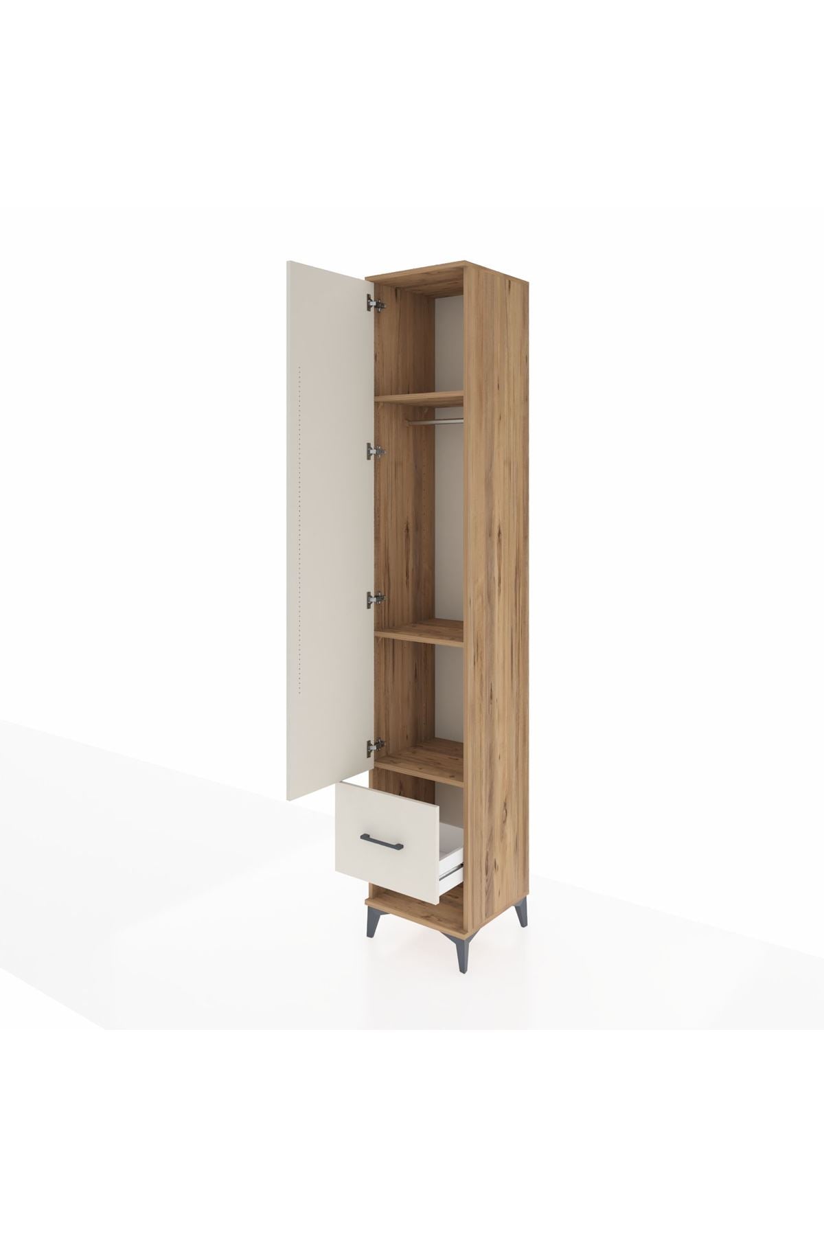 Hyperion Dolap 3 Raflı Tek Çekmeceli Tek Askılı 44x44x243 Çam-Aytaşı