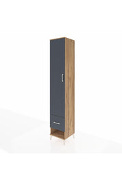 Hyperion Dolap 3 Raflı Tek Çekmeceli Tek Askılı 44x44x243 Çam-Antrasit