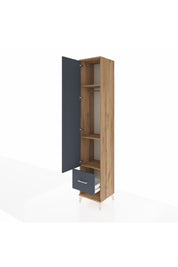 Hyperion Dolap 3 Raflı Tek Çekmeceli Tek Askılı 44x44x243 Çam-Antrasit
