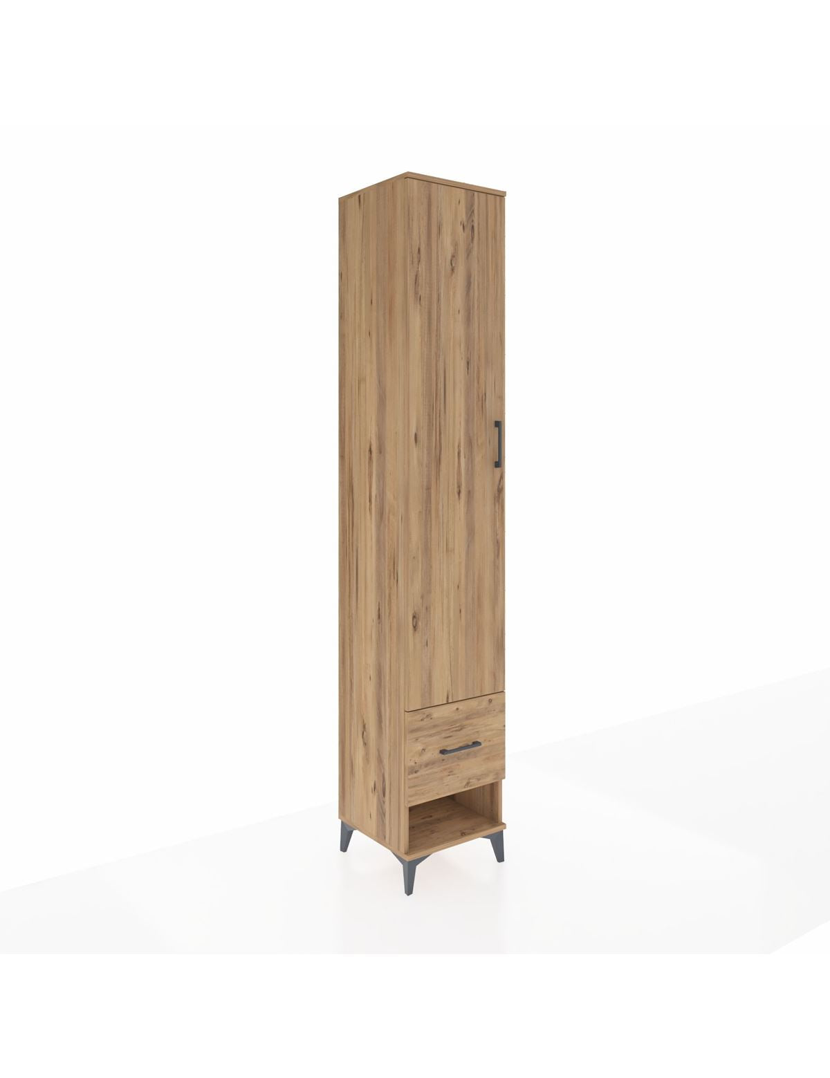 Hyperion Dolap 3 Raflı Tek Çekmeceli Tek Askılı 44x44x243 Çam-Çam