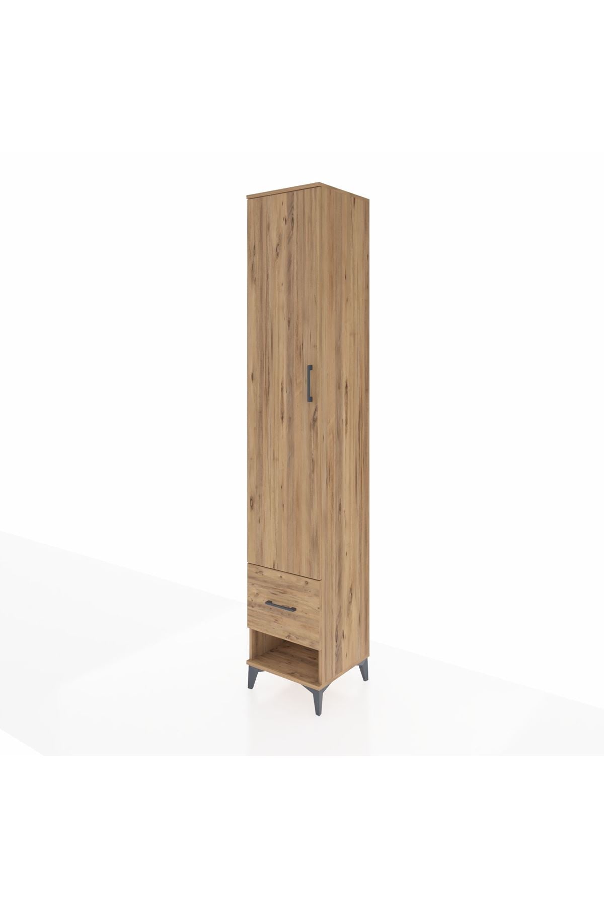 Hyperion Dolap 3 Raflı Tek Çekmeceli Tek Askılı 44x44x243 Çam-Çam