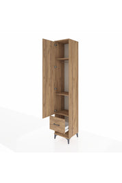 Hyperion Dolap 3 Raflı Tek Çekmeceli Tek Askılı 44x44x243 Çam-Çam