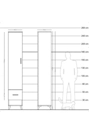 Hyperion Dolap 3 Raflı Tek Çekmeceli Tek Askılı 44x44x243 Çam-Çam