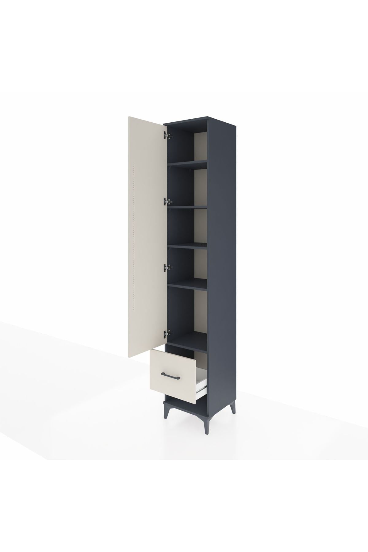 Hyperion Dolap 5 Raflı Tek Çekmeceli Tek Kapaklı 44x44x243 Antrasit-Aytaşı