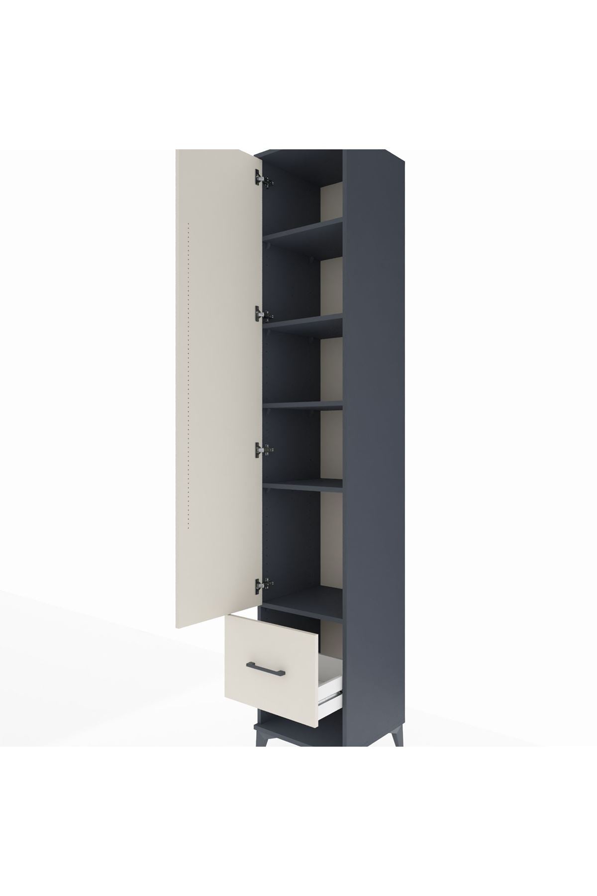 Hyperion Dolap 5 Raflı Tek Çekmeceli Tek Kapaklı 44x44x243 Antrasit-Aytaşı