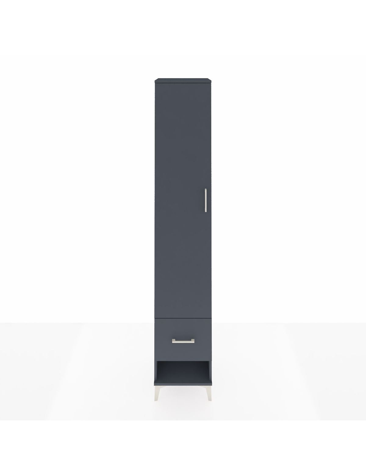 Hyperion Dolap 5 Raflı Tek Çekmeceli Tek Kapaklı 44x44x243 Antrasit-Antrasit