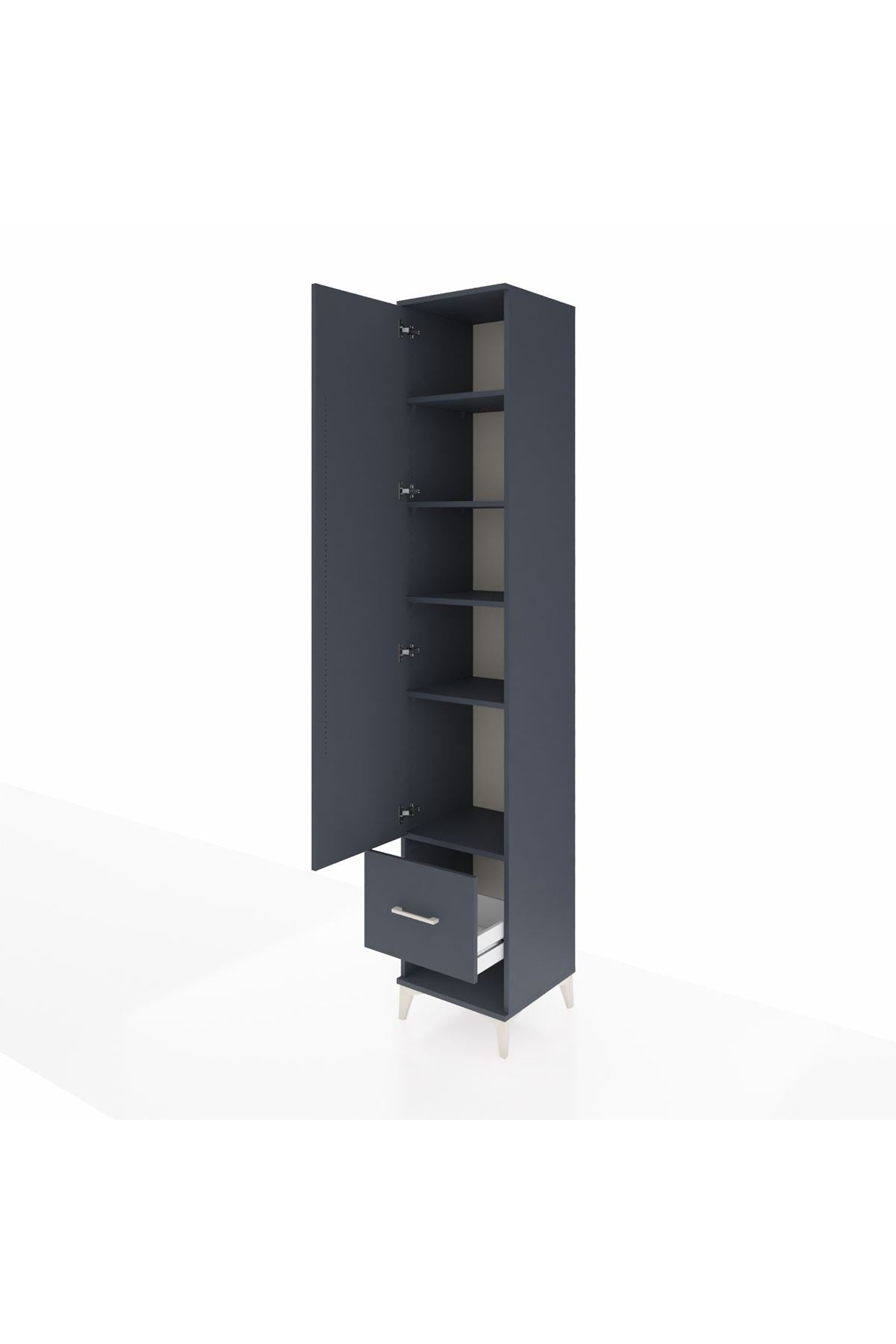 Hyperion Dolap 5 Raflı Tek Çekmeceli Tek Kapaklı 44x44x243 Antrasit-Antrasit