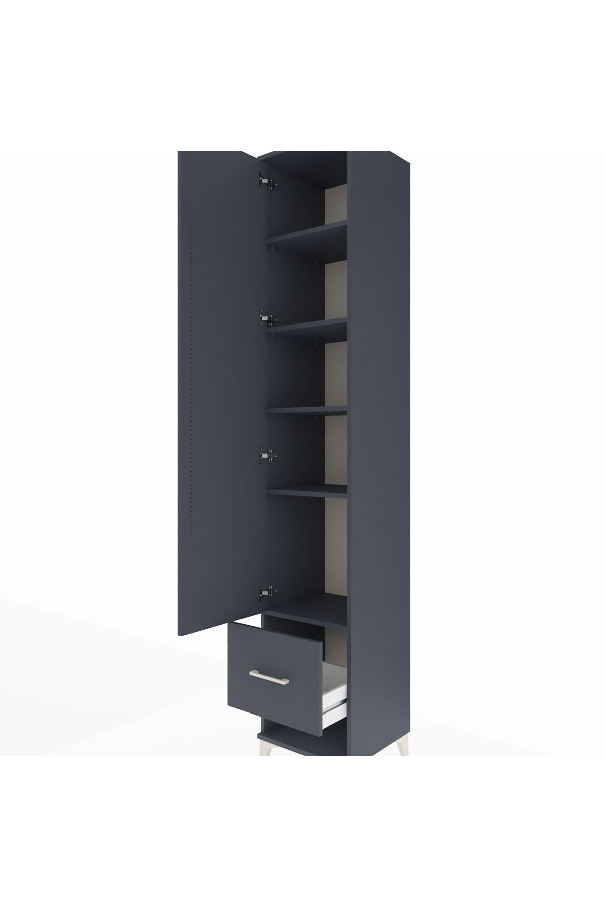 Hyperion Dolap 5 Raflı Tek Çekmeceli Tek Kapaklı 44x44x243 Antrasit-Antrasit