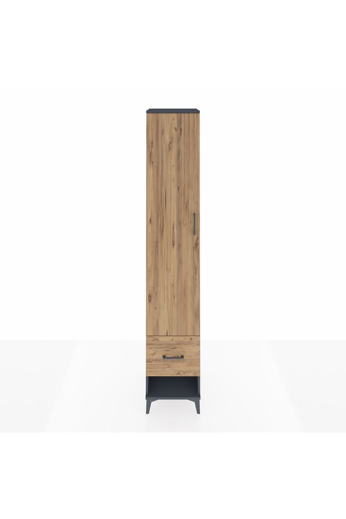 Hyperion Dolap 5 Raflı Tek Çekmeceli Tek Kapaklı 44x44x243 Antrasit-Çam