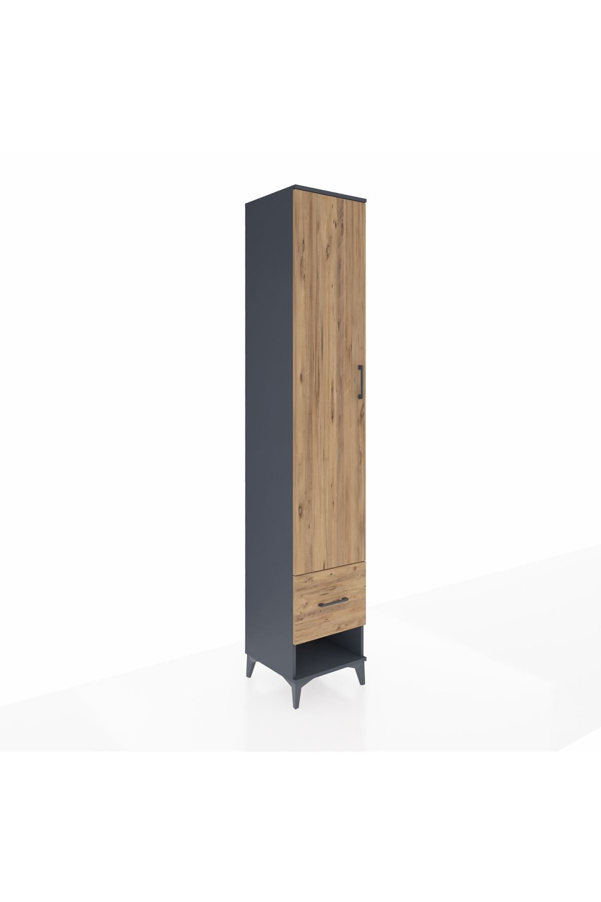 Hyperion Dolap 5 Raflı Tek Çekmeceli Tek Kapaklı 44x44x243 Antrasit-Çam