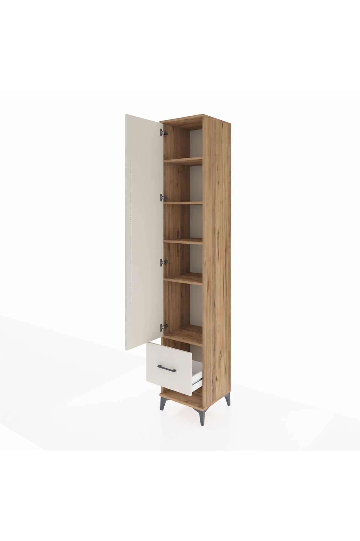 Hyperion Dolap 5 Raflı Tek Çekmeceli Tek Kapaklı 44x44x243 Çam-Aytaşı