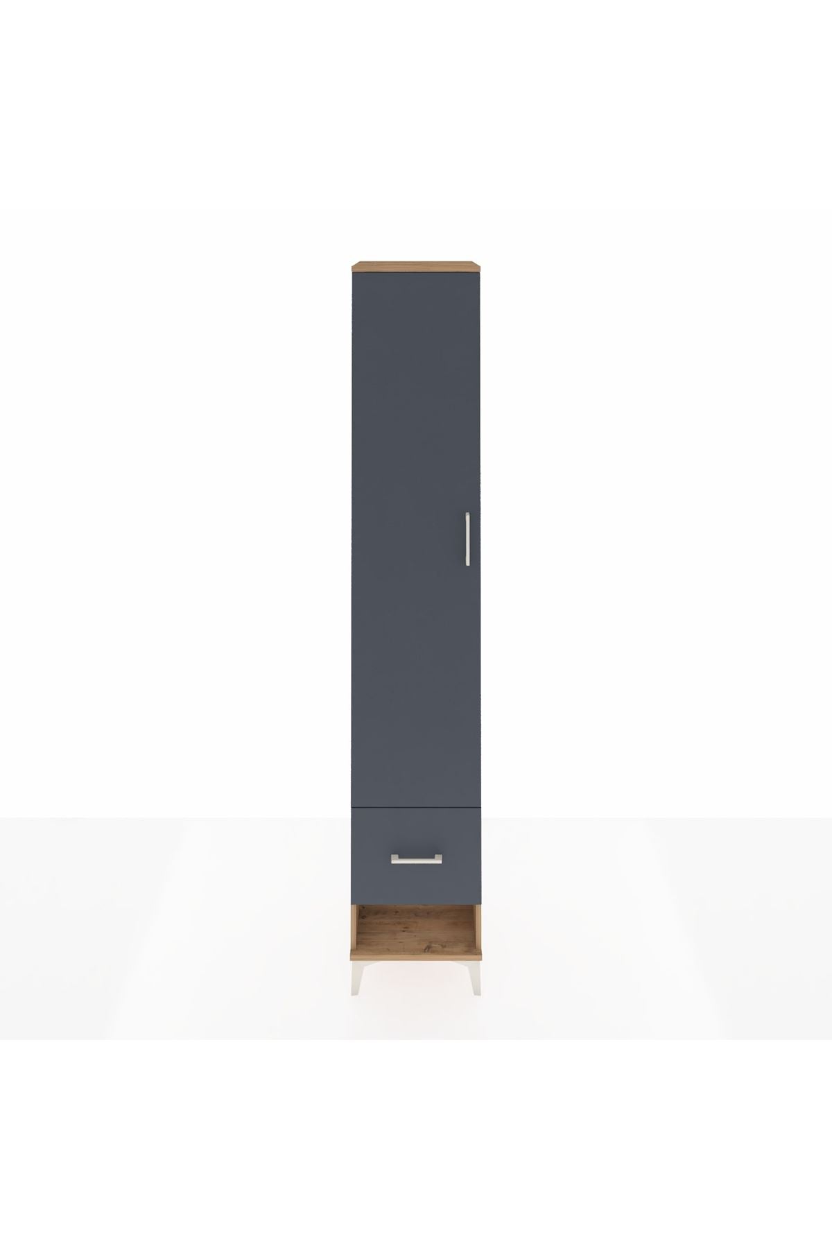 Hyperion Dolap 5 Raflı Tek Çekmeceli Tek Kapaklı 44x44x243 Çam-Antrasit