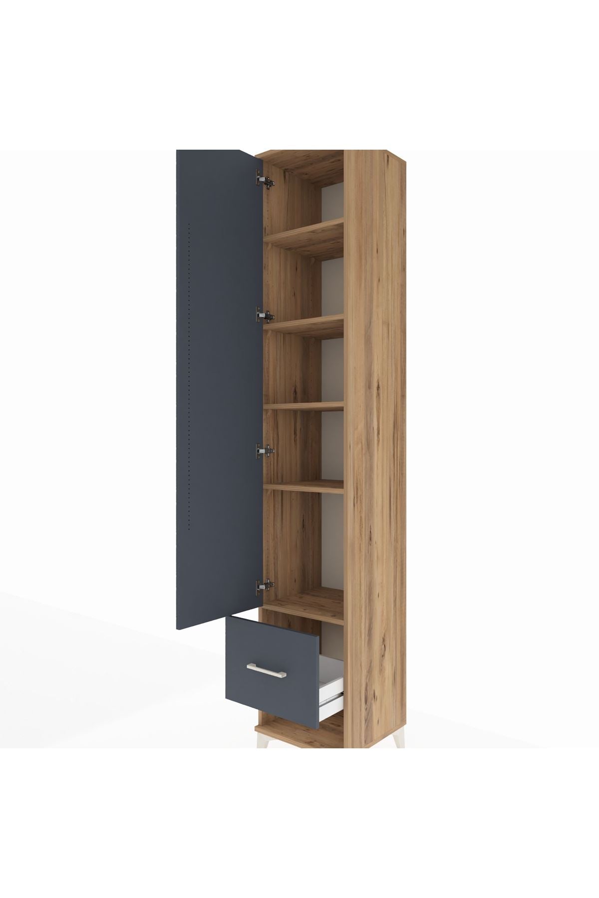 Hyperion Dolap 5 Raflı Tek Çekmeceli Tek Kapaklı 44x44x243 Çam-Antrasit