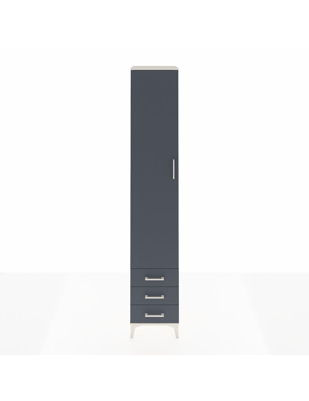 Hyperion Dolap 5 Raflı 3 Çekmeceli Tek Kapaklı 44x44x243 Aytaşı-Antrasit