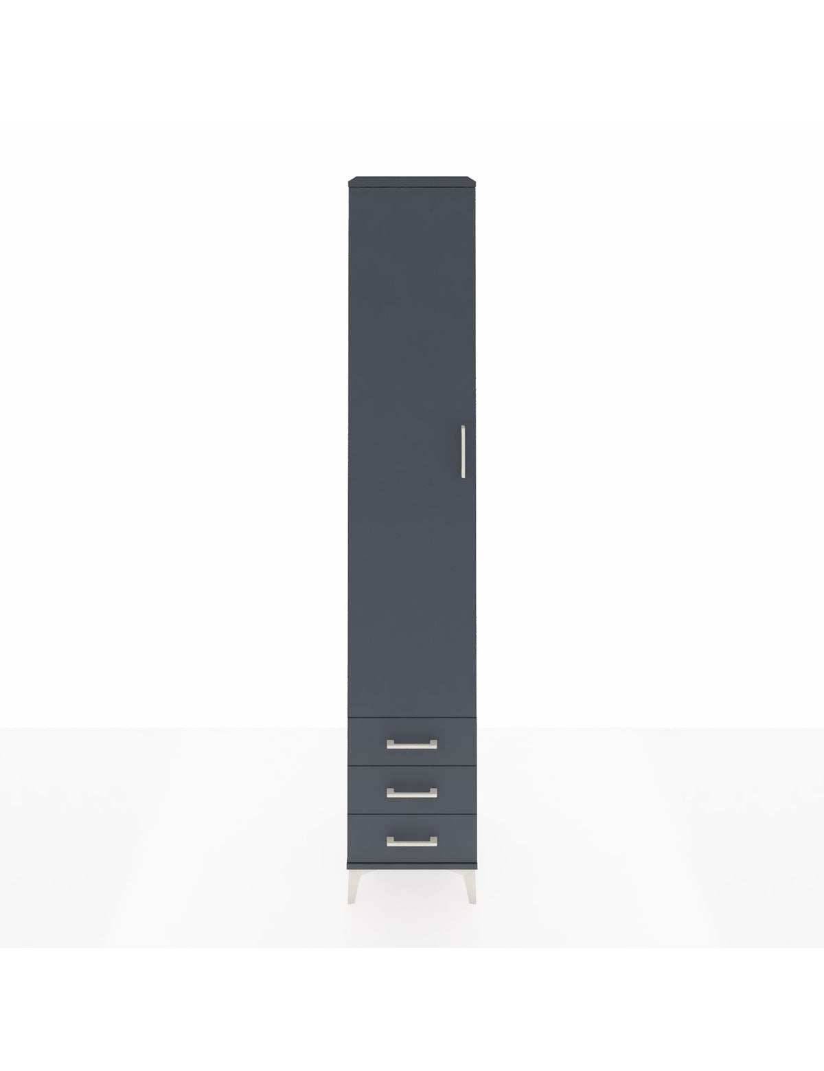 Hyperion Dolap 5 Raflı 3 Çekmeceli Tek Kapaklı 44x44x243 Antrasit-Antrasit