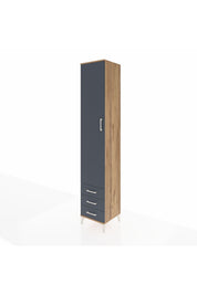 Hyperion Dolap 5 Raflı 3 Çekmeceli Tek Kapaklı 44x44x243 Çam-Antrasit