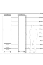 Hyperion Dolap 5 Raflı 3 Çekmeceli Tek Kapaklı 44x44x243 Çam-Antrasit