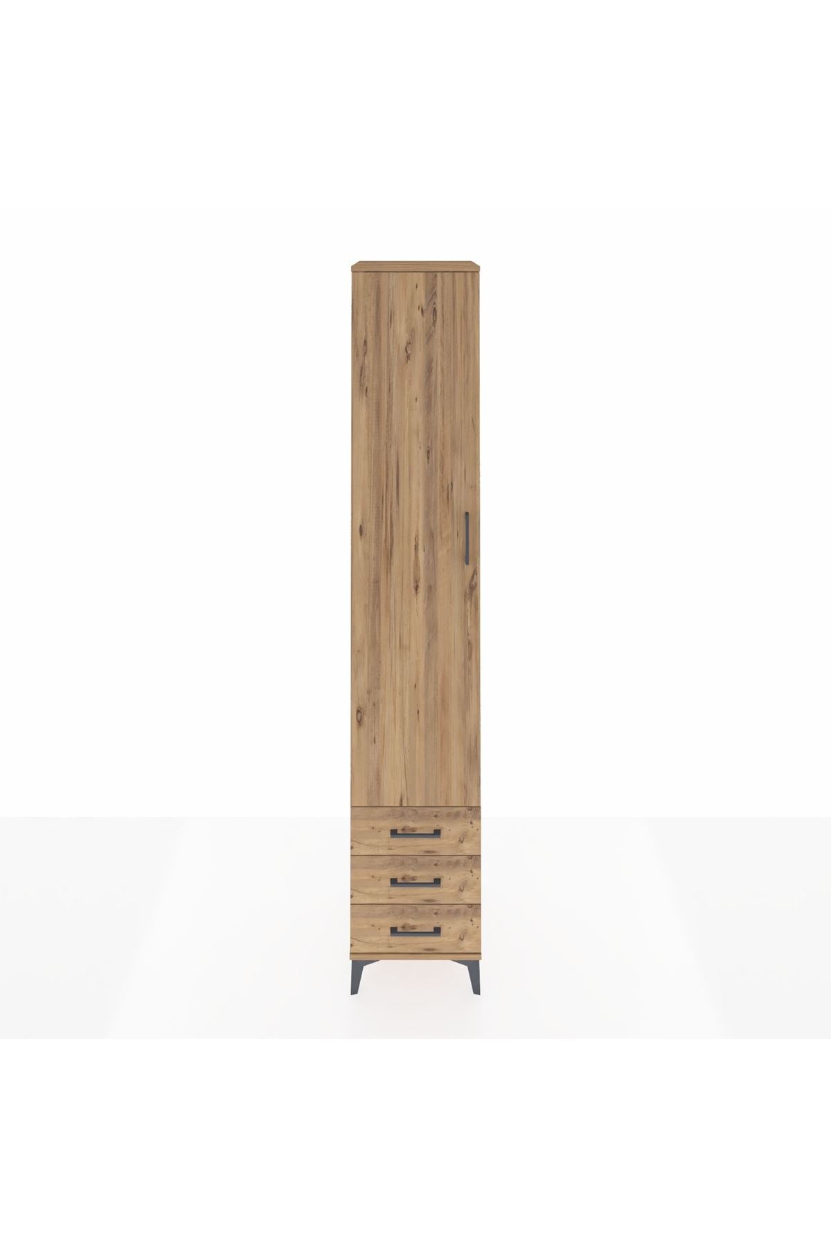 Hyperion Dolap 5 Raflı 3 Çekmeceli Tek Kapaklı 44x44x243 Çam-Çam