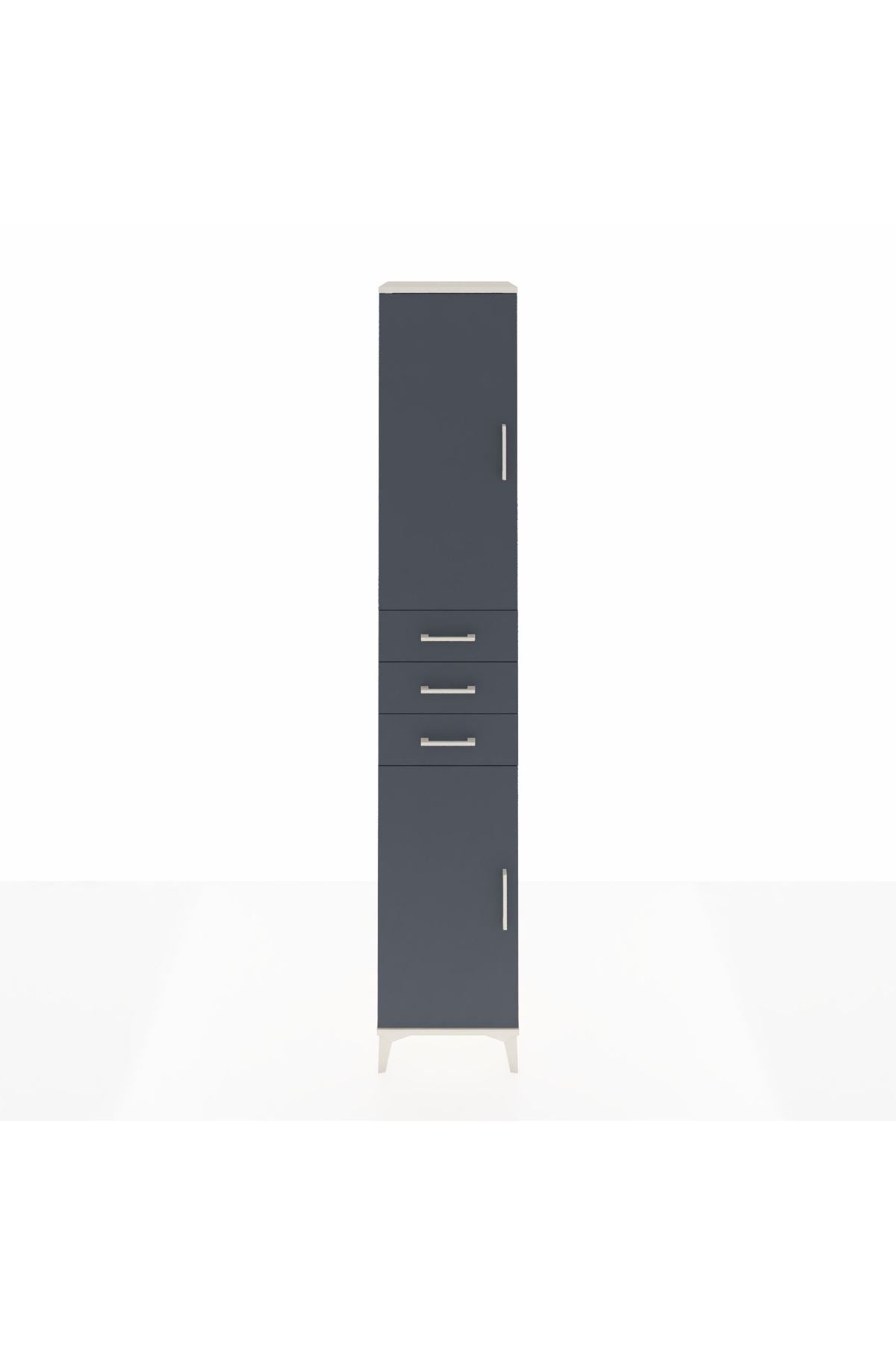 Hyperion Dolap 4 Raflı 3 Çekmeceli 2 Kapaklı 44x44x243 Aytaşı-Antrasit