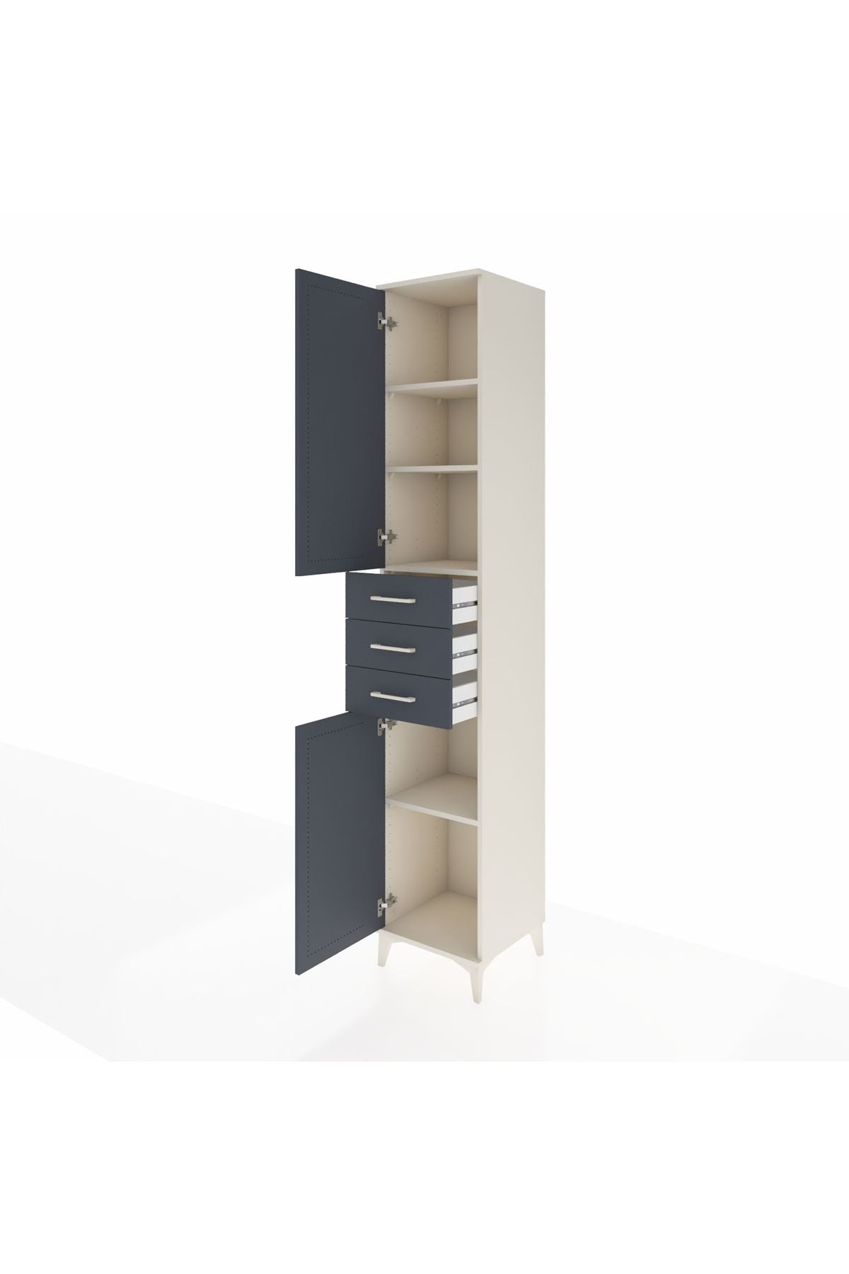 Hyperion Dolap 4 Raflı 3 Çekmeceli 2 Kapaklı 44x44x243 Aytaşı-Antrasit