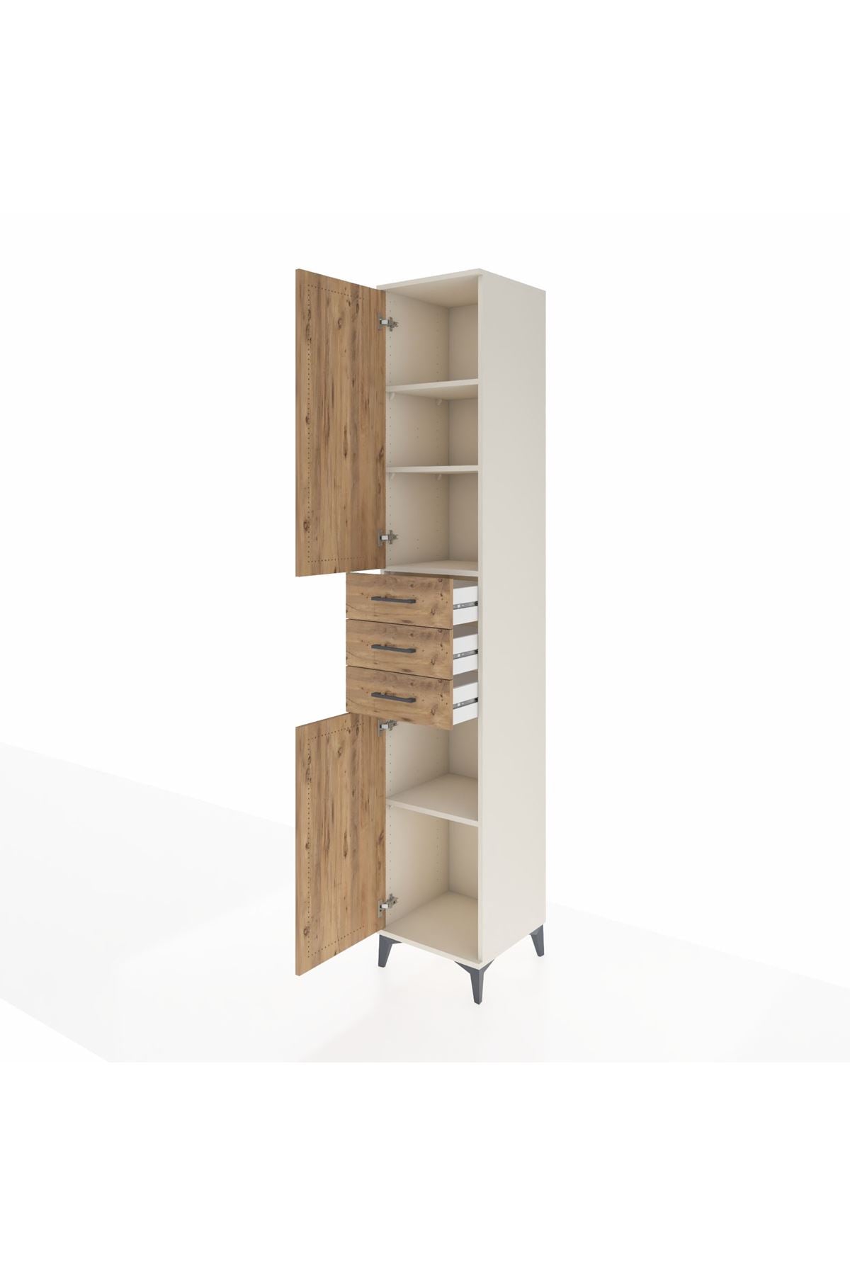 Hyperion Dolap 4 Raflı 3 Çekmeceli 2 Kapaklı 44x44x243 Aytaşı-Çam