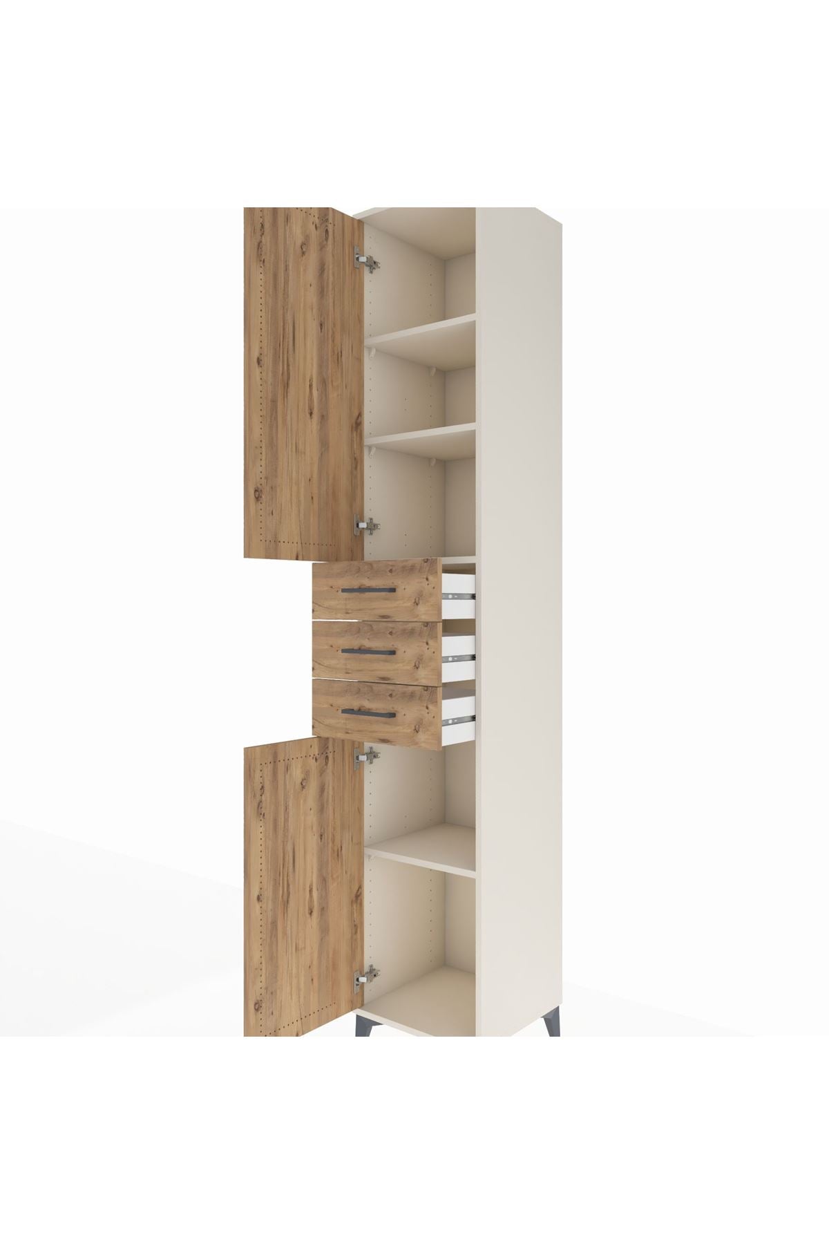 Hyperion Dolap 4 Raflı 3 Çekmeceli 2 Kapaklı 44x44x243 Aytaşı-Çam