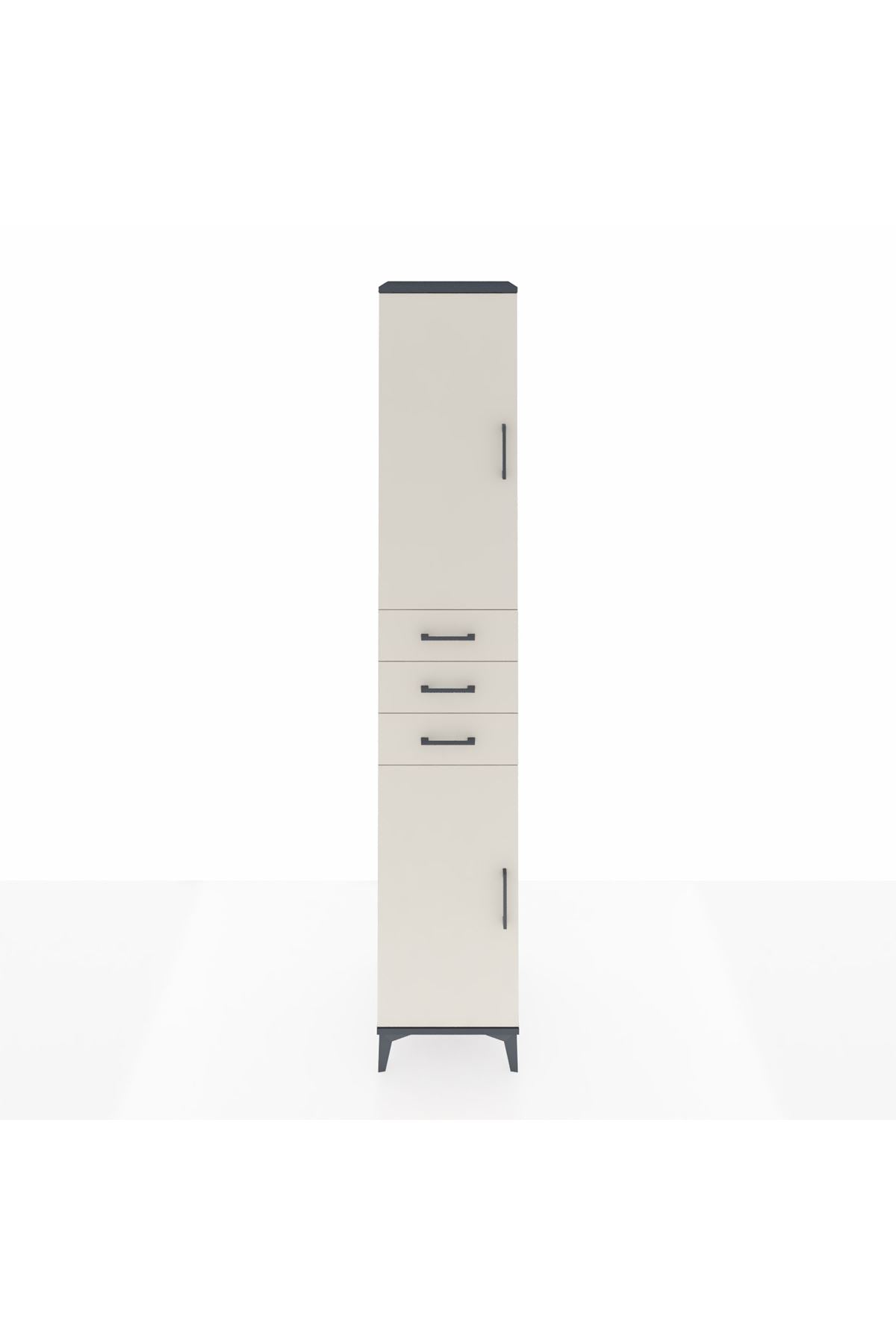 Hyperion Dolap 4 Raflı 3 Çekmeceli 2 Kapaklı 44x44x243 Antrasit-Aytaşı