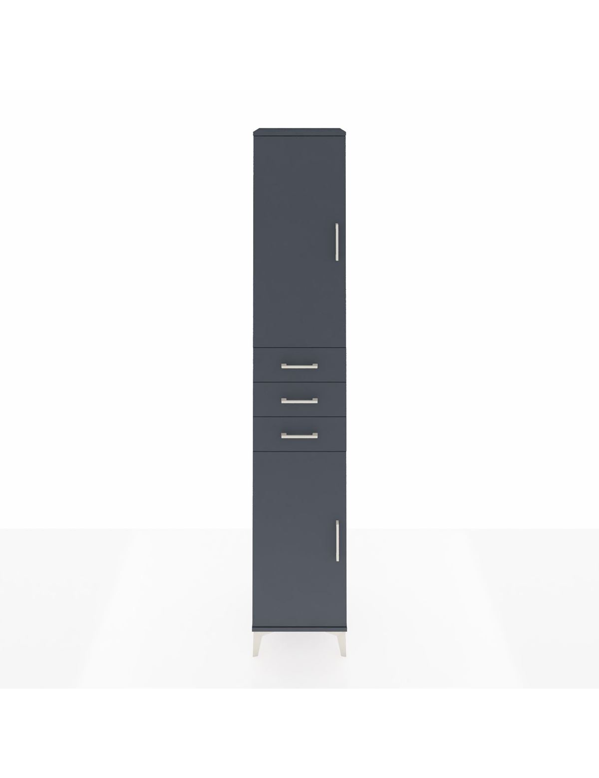 Hyperion Dolap 4 Raflı 3 Çekmeceli 2 Kapaklı 44x44x243 Antrasit-Antrasit