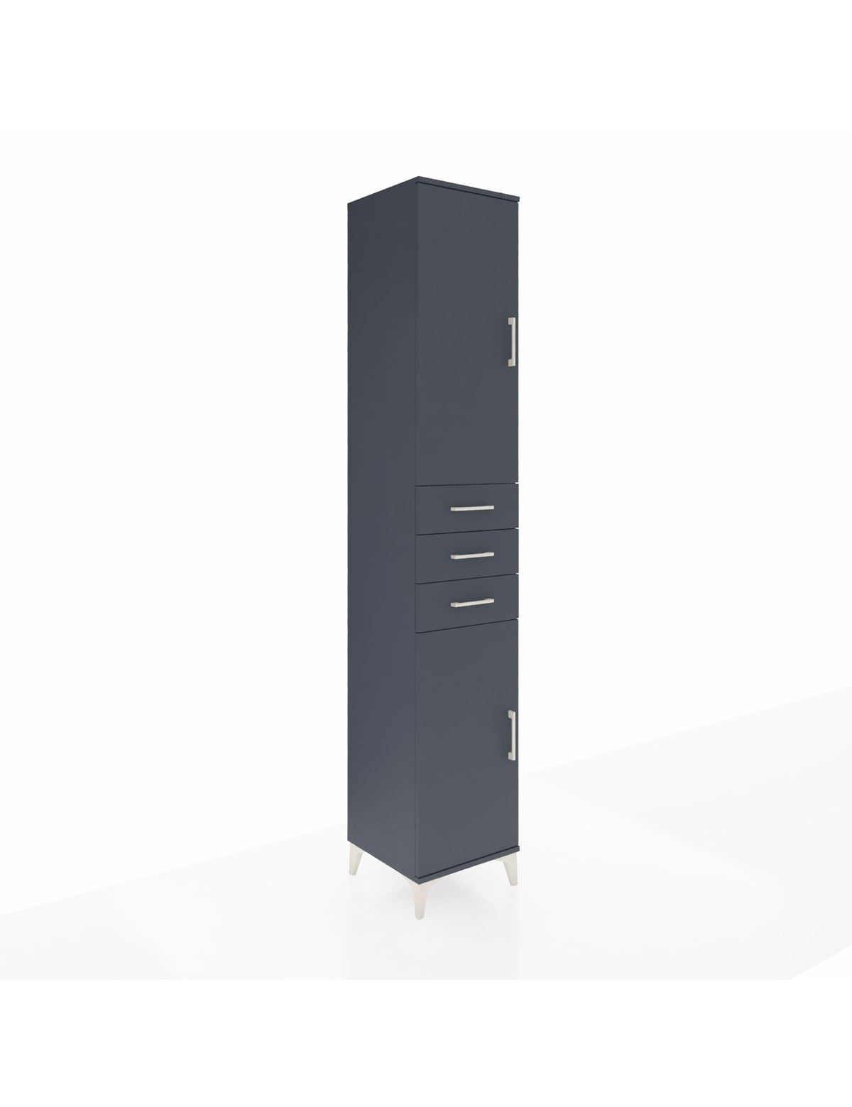 Hyperion Dolap 4 Raflı 3 Çekmeceli 2 Kapaklı 44x44x243 Antrasit-Antrasit