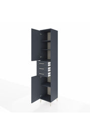 Hyperion Dolap 4 Raflı 3 Çekmeceli 2 Kapaklı 44x44x243 Antrasit-Antrasit