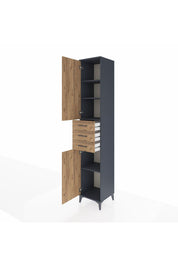 Hyperion Dolap 4 Raflı 3 Çekmeceli 2 Kapaklı 44x44x243 Antrasit-Çam