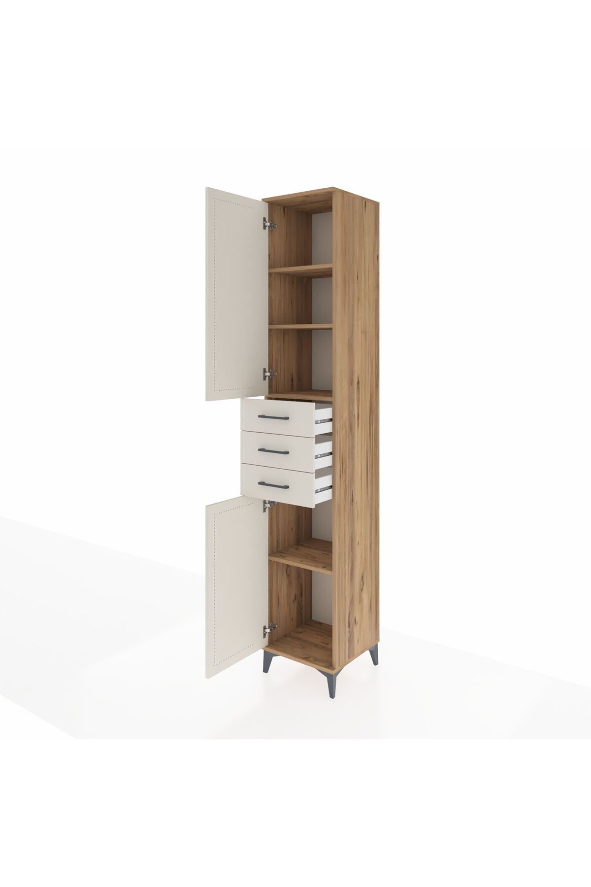 Hyperion Dolap 4 Raflı 3 Çekmeceli 2 Kapaklı 44x44x243 Çam-Aytaşı