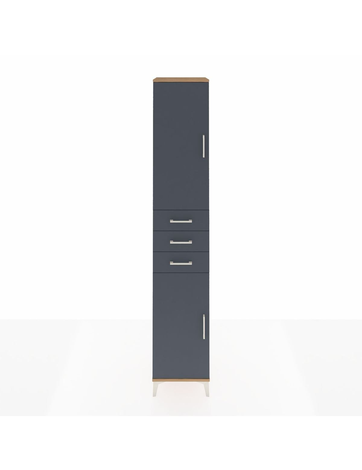 Hyperion Dolap 4 Raflı 3 Çekmeceli 2 Kapaklı 44x44x243 Çam-Antrasit