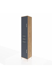 Hyperion Dolap 4 Raflı 3 Çekmeceli 2 Kapaklı 44x44x243 Çam-Antrasit