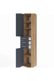 Hyperion Dolap 4 Raflı 3 Çekmeceli 2 Kapaklı 44x44x243 Çam-Antrasit