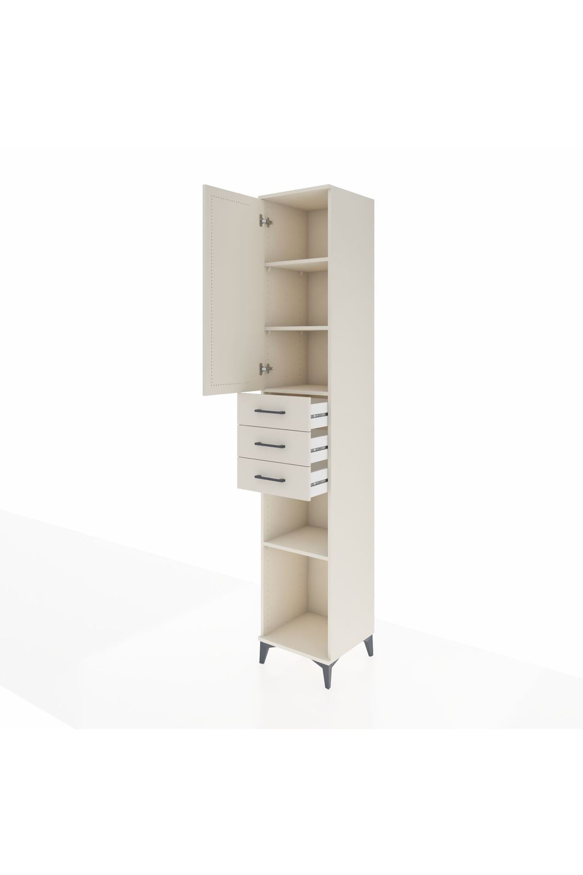 Hyperion Dolap 4 Raflı 3 Çekmeceli Tek Kapaklı 44x44x243 Aytaşı-Aytaşı