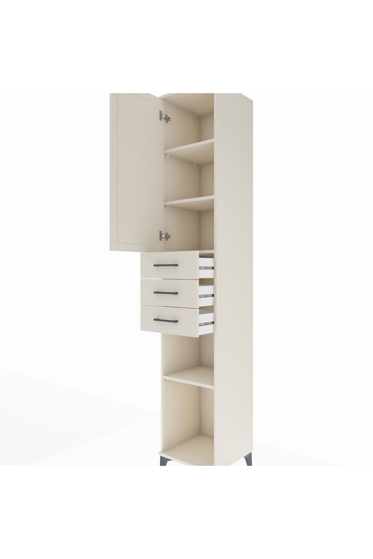 Hyperion Dolap 4 Raflı 3 Çekmeceli Tek Kapaklı 44x44x243 Aytaşı-Aytaşı