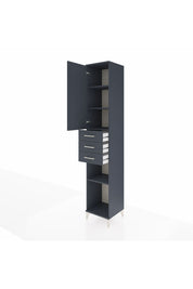 Hyperion Dolap 4 Raflı 3 Çekmeceli Tek Kapaklı 44x44x243 Antrasit-Antrasit