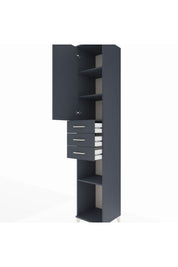 Hyperion Dolap 4 Raflı 3 Çekmeceli Tek Kapaklı 44x44x243 Antrasit-Antrasit