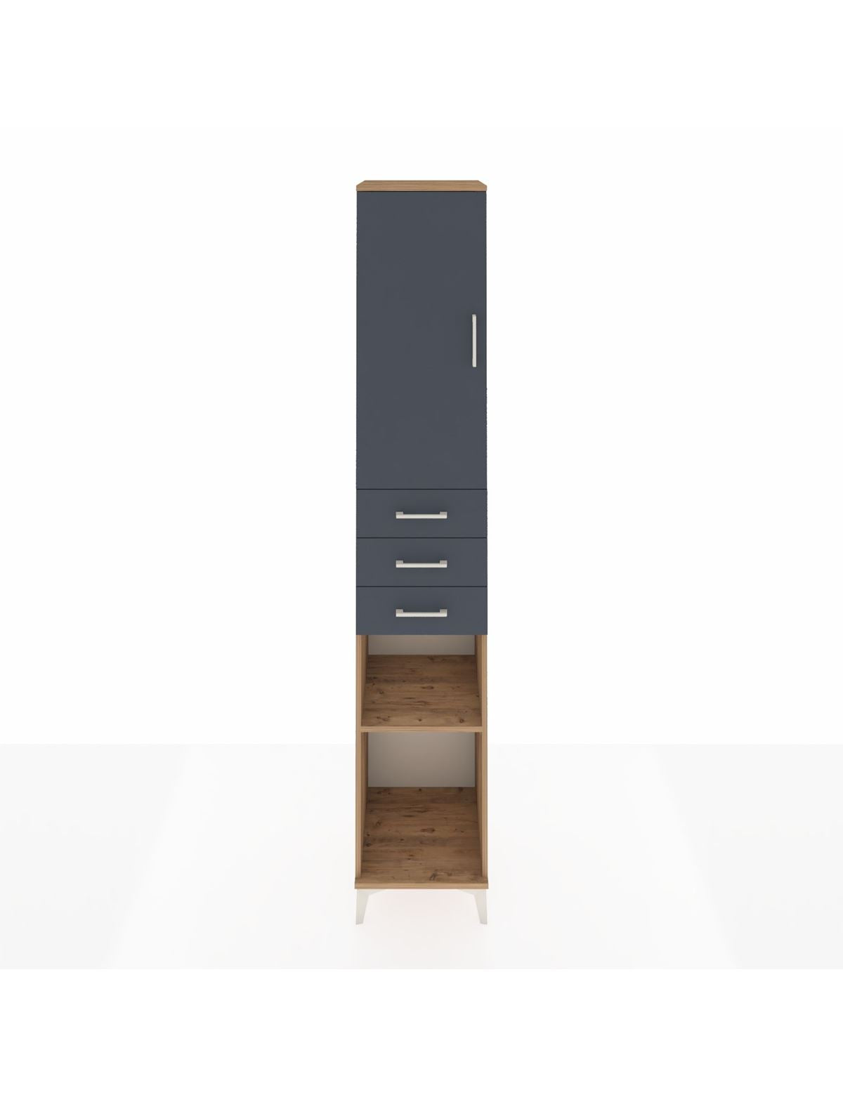 Hyperion Dolap 4 Raflı 3 Çekmeceli Tek Kapaklı 44x44x243 Çam-Antrasit