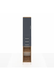 Hyperion Dolap 4 Raflı 3 Çekmeceli Tek Kapaklı 44x44x243 Çam-Antrasit