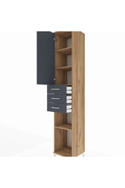 Hyperion Dolap 4 Raflı 3 Çekmeceli Tek Kapaklı 44x44x243 Çam-Antrasit