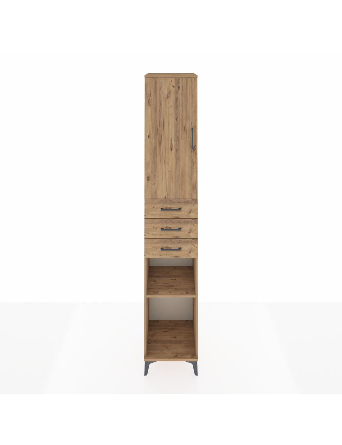 Hyperion Dolap 4 Raflı 3 Çekmeceli Tek Kapaklı 44x44x243 Çam-Çam