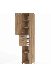 Hyperion Dolap 4 Raflı 3 Çekmeceli Tek Kapaklı 44x44x243 Çam-Çam