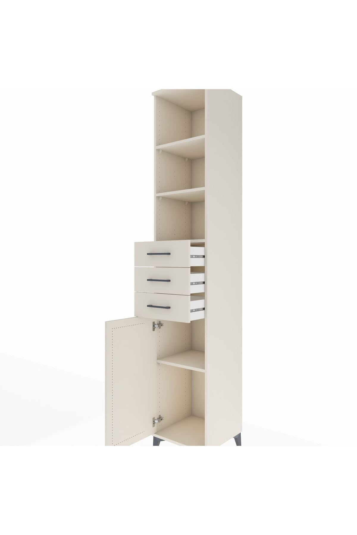 Hyperion Dolap 4 Raflı 3 Çekmeceli Tek Kapaklı 44x44x243 Aytaşı-Aytaşı