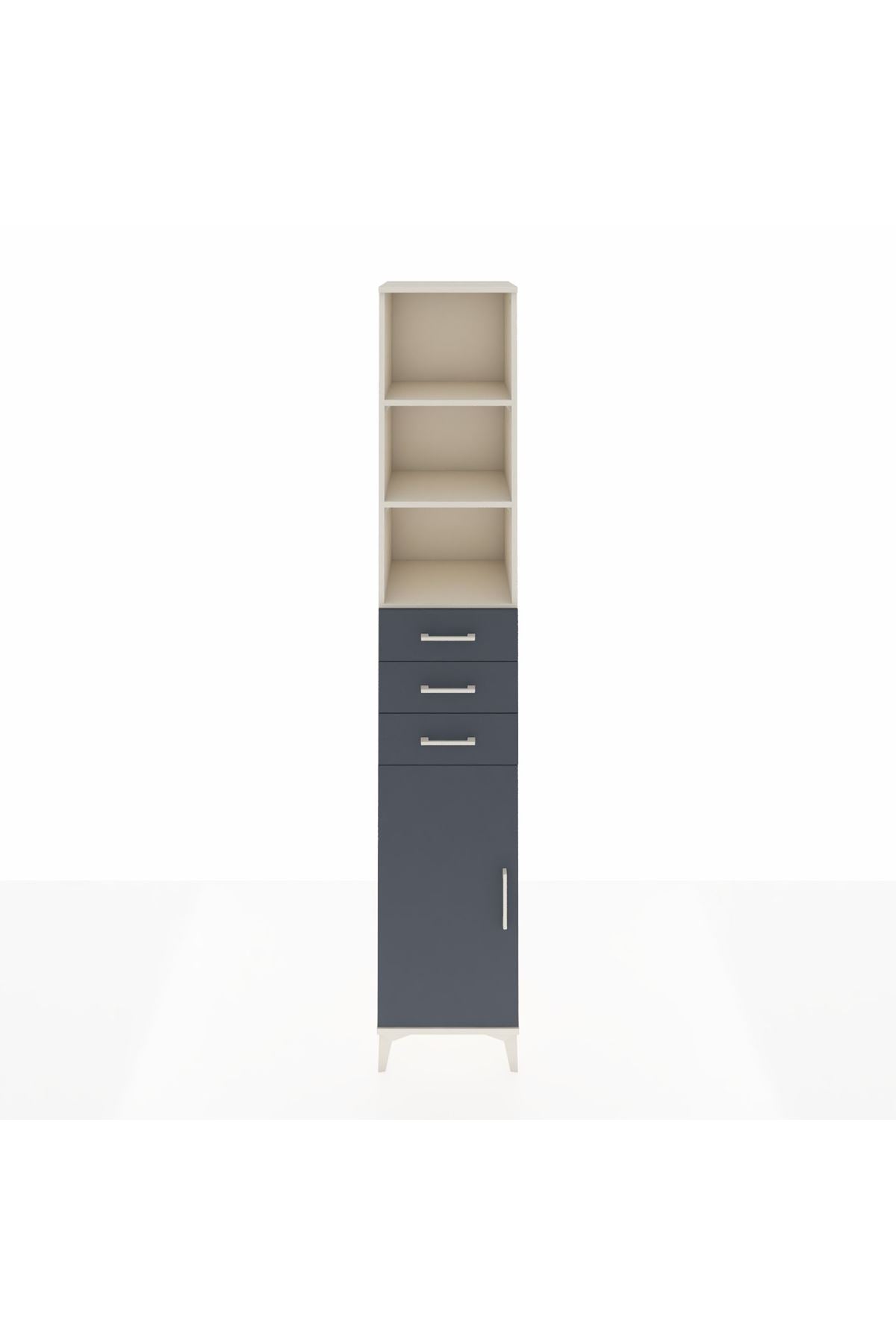 Hyperion Dolap 4 Raflı 3 Çekmeceli Tek Kapaklı 44x44x243 Aytaşı-Antrasit