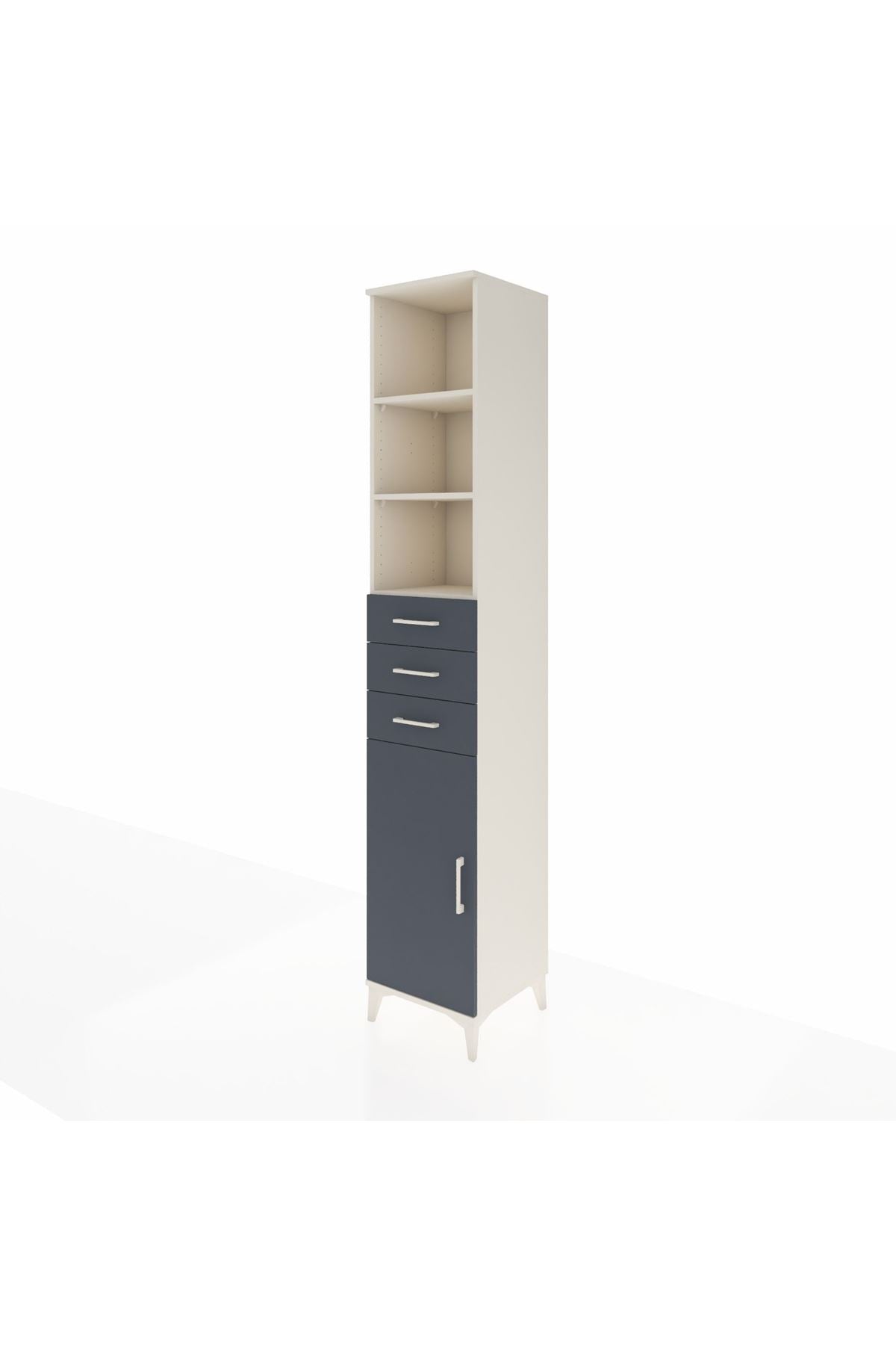 Hyperion Dolap 4 Raflı 3 Çekmeceli Tek Kapaklı 44x44x243 Aytaşı-Antrasit