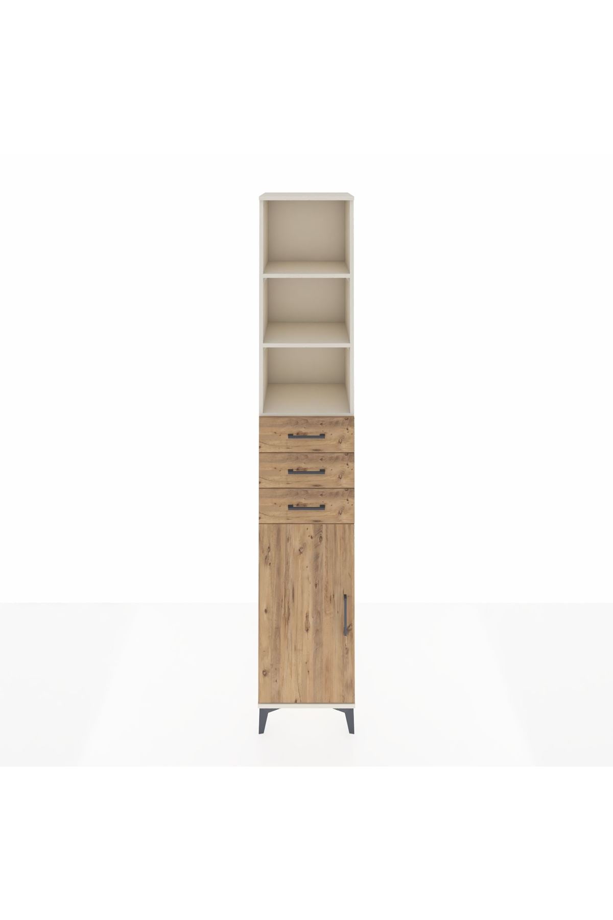 Hyperion Dolap 4 Raflı 3 Çekmeceli Tek Kapaklı 44x44x243 Aytaşı-Çam