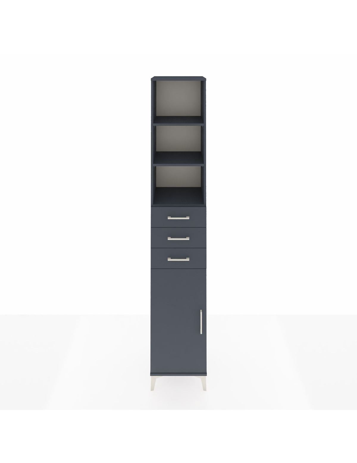 Hyperion Dolap 4 Raflı 3 Çekmeceli Tek Kapaklı 44x44x243 Antrasit-Antrasit