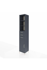 Hyperion Dolap 4 Raflı 3 Çekmeceli Tek Kapaklı 44x44x243 Antrasit-Antrasit